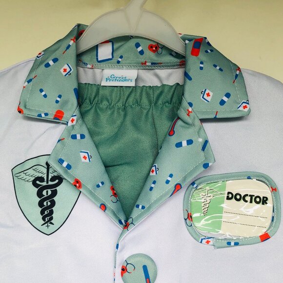 New w/Tag-Great Pretenders Green Doctor with 6 Accessories in Garment  vinyl Bag - Picture 5 of 9